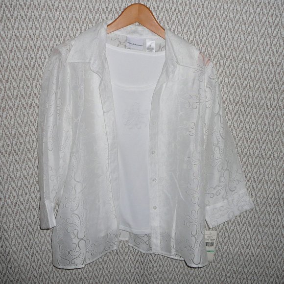 NWT 3/4 Sleeve White Blouse and Tank Top 2 piece Set size 8 Alfred Dunner - Picture 9 of 10